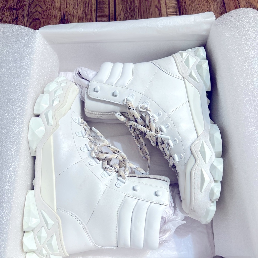JIMMY CHOO White leather Diamond x Hike/F leather boots